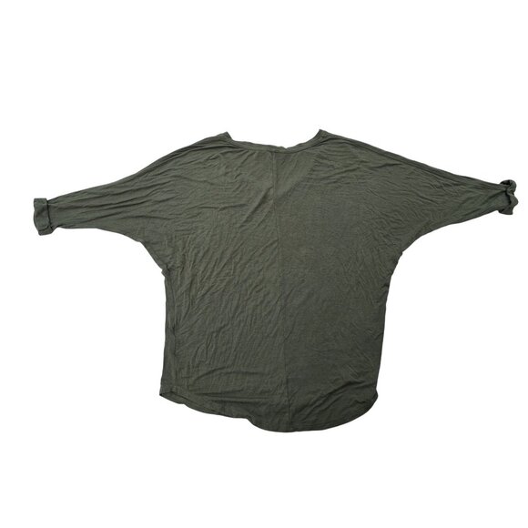 Olive Green Womens V-Neck Loose Fit Top By Signature Studio - Size S - Picture 2 of 5